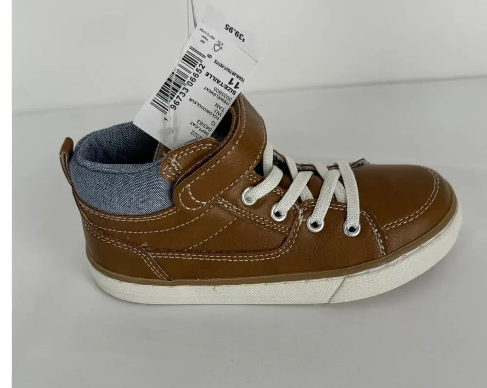 The Childrens Place Toddler Boys Lace Up Hi Top Boots Tan Size 11 New